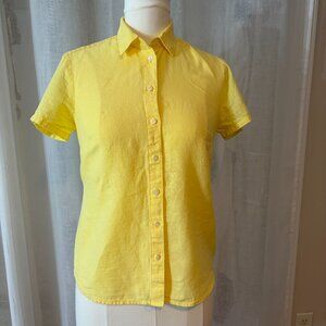 J.Crew short‑sleeve linen-blend shirt, XXS, Yellow
